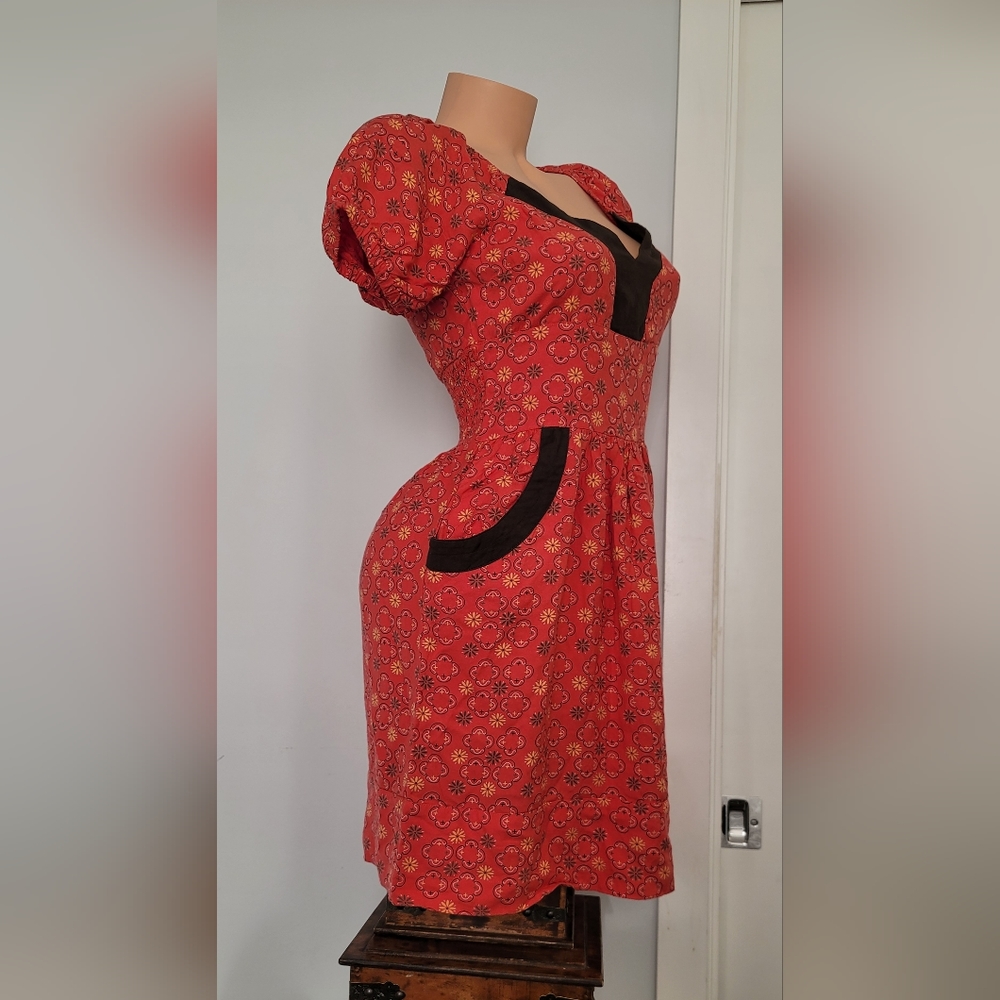 Cute Floral Vans Dress with Pockets, Size Small